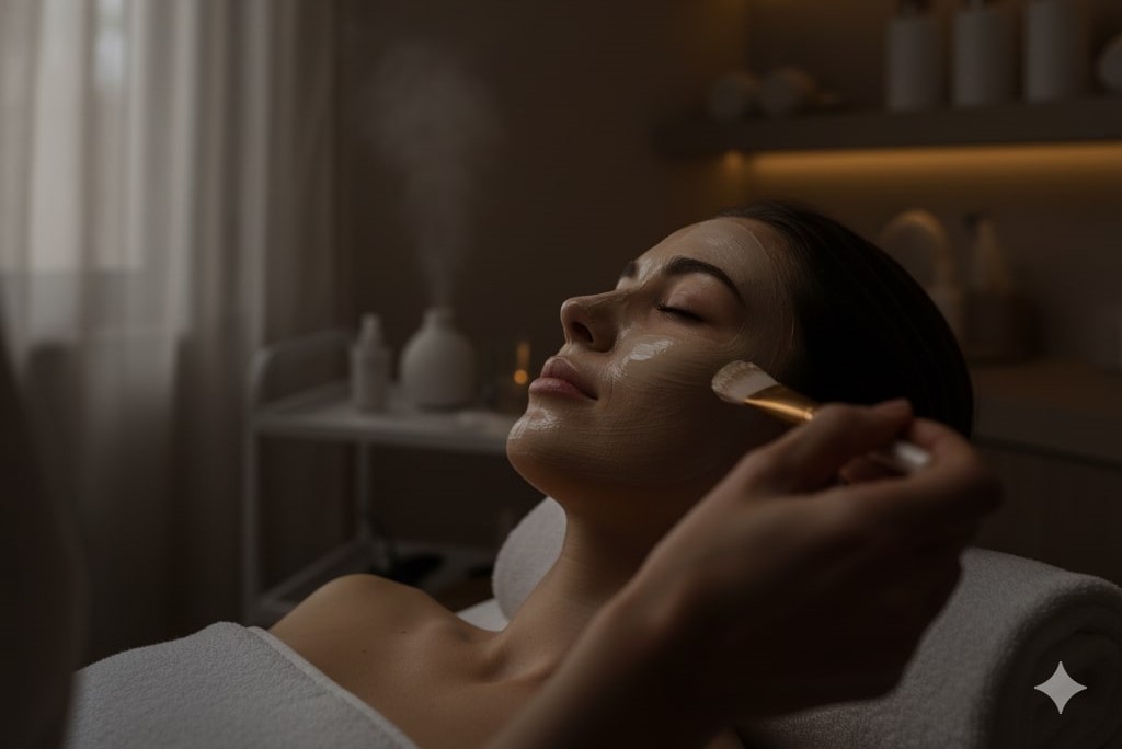 A client relaxing during a facial treatment at Studio S Beauty Bar